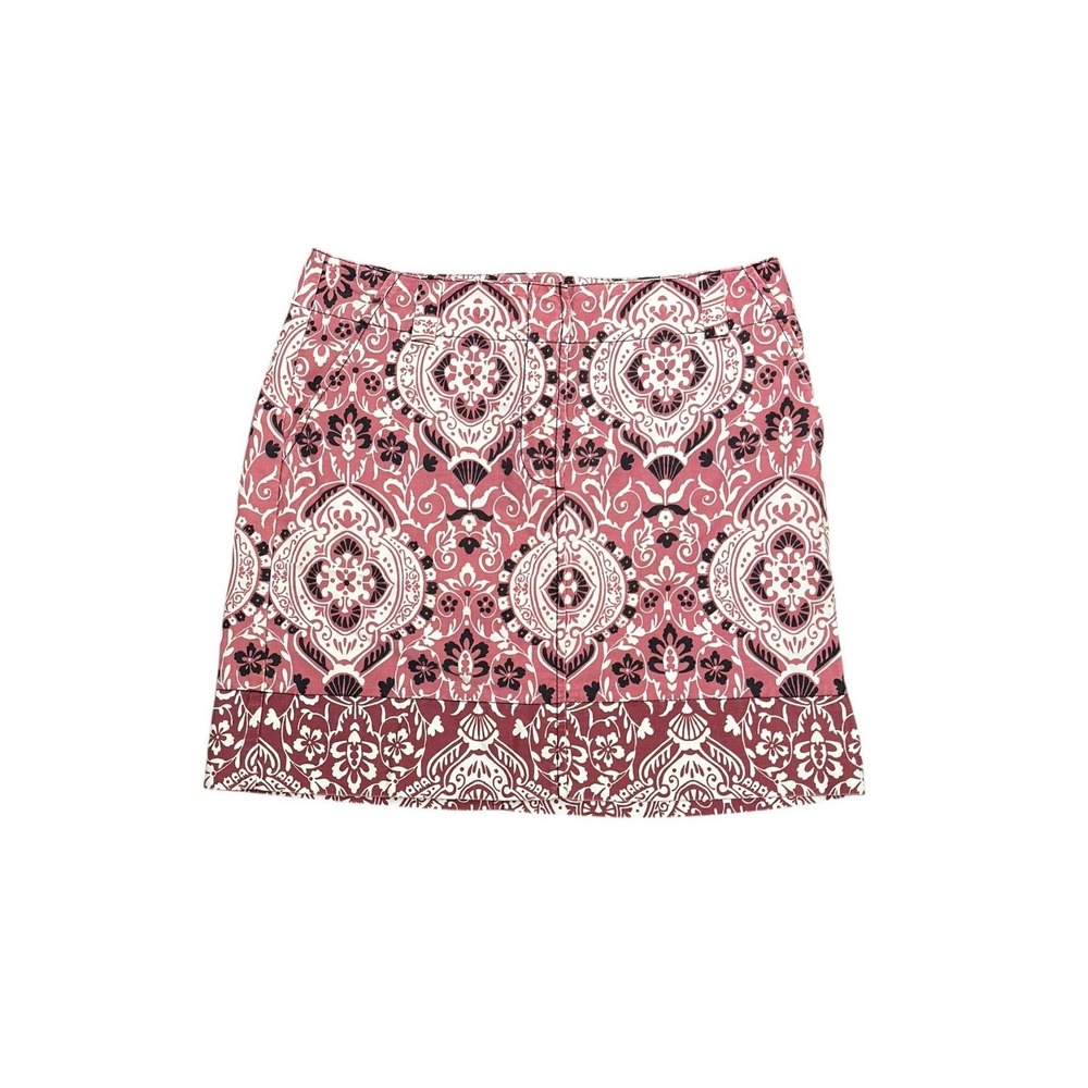 Ann Taylor LOFT Bohemian Pink Medallion Paisley Cotton Mini Skirt Women's Size 4